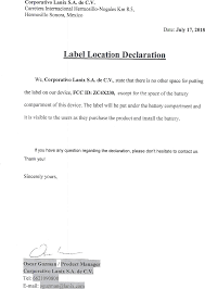 The name and the date also forms a part of the resume declaration. X230 Smartphone Cover Letter Label Location Declaration Orativo Lanix S A De C V