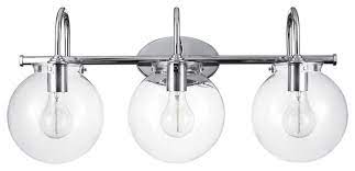 120% price match · price match guarantee · free shipping deals Milan 3 Light Chrome Vanity Light With Clear Glass Shades Transitional Bathroom Vanity Lighting By Buildcom Houzz