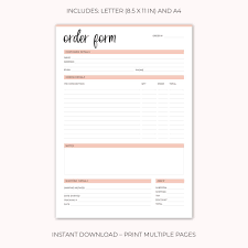 Order Form Printable Order Form Printable Invoice Custom Etsy Printable Invoice Printable Order Form Order Form Printable