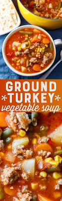 Ground Turkey Vegetable Soup This Yummy Veggie Soup With Ground Turkey Recipe Is Easy And Healthy Healthy Soup Recipes Ground Turkey Soup Turkey Vegetables