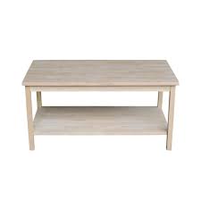 The table has an unfinished surface to give it a quintessential robust look. International Concepts Portman 36 In Beige Medium Rectangle Wood Coffee Table Ot 44 The Home Depot