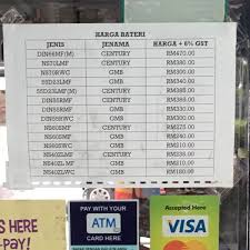 Harga bateri kereta century ns40zl. Sas Auto Tyre Services Jalan Industri Putra 1