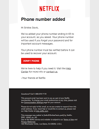 Netflix Sent This Email With The Subject Line Your Phone Number Has Been Added Read About This Email And Find More Verification Emails At Reallygoodemails C