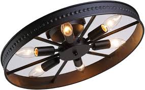 Modern led ceiling light lighting fixture lamplink. Retro Wheel Ceiling Light Vintage Round Ceiling Lamp Antique Industry Ring Design Creative Decorative Ceiling Light Iron Lampshade Ceiling Illumination For Living Room Childrens Bar Cafe 6 E14 O46cm Black