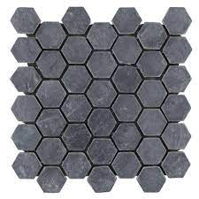 Her gün binlerce yeni, yüksek kaliteli fotoğraf ekleniyor. Black Hexagon Slate Mosaic Floor Decor Shower Tile Tile Bathroom Shower Floor Tile