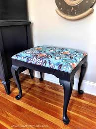 Old desks make great bases for vanities! The Most Basic Tutorial For How To Reupholster A Vanity Bench Makeover