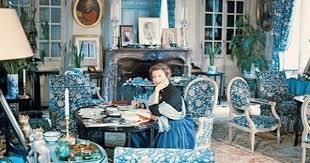 Novelist Poet Cultural Powerhouse And Noted Temptress Louise Leveque De Vilmorin In Her Salon Blue White Decor Salas Living Room Blue Decor
