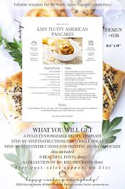 Best Seller Modern Cookbook Recipe Template Design 036 Instant Download Housewarming Gift New Home Gift Planner Inserts Food Journal Recipe Template Cookbook Template Recipes
