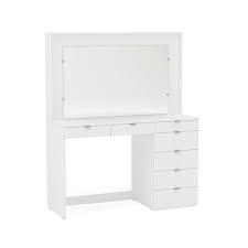 It is carefully studied and designed for small spaces and to save on precious floor space in this modern world. Boahaus Joan Modern Vanity Table With Mirror And 3 Drawers White Finish Walmart Com Walmart Com