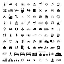 Black and white symbols clipart free download! Tourism Hotel Simple Black Icons Set 100 Symbols Isolated On Royalty Free Cliparts Vectors And Stock Illustration Image 49712819