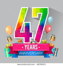 47 Years Anniversary Celebration Logo 47th Anniversary Celebration With Gift Box And Balloons Colorful Polygonal Design Graphic And Advertisment