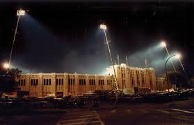 Their old motion lights were beat up and staying on all night. Notre Dame Stadium 1982 Musco Sports Lighting