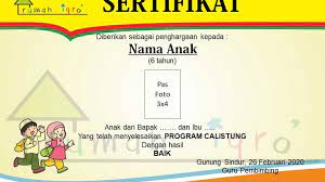 Bisa juga untuk kelompok bermain (kb) atau sejenisnya. Contoh Ijazah Sertifikat Piagam Tk