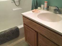 Learn how to gel stain bathroom vanity for beautiful dark oak cabinets without sanding. What Bathroom Flooring To Complement Golden Oak Trim