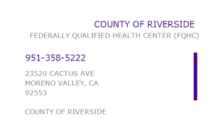 Looking for moreno valley health department health & vital records? 1437642345 Npi Number County Of Riverside Moreno Valley Ca Npi Registry Medical Coding Library Www Hipaaspace Com C 2021