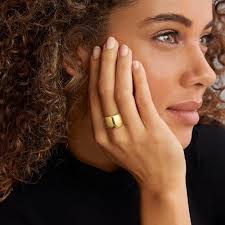 Robaice Gold Chunky Dome Rings for Women, Non Tarnish Trendy