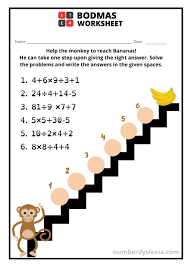 free printable bodmas worksheets for grade 5 7 pdf number dyslexia