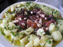 Spanish tapas of pulpo a la gallega are chopped, boiled octopus in the galician style the second time, things improved considerably, reclining, as we were, in some old oak chairs in a tapas bar in. Greek Style Octopus Salad Htapodi Salata Kopiaste To Greek Hospitality