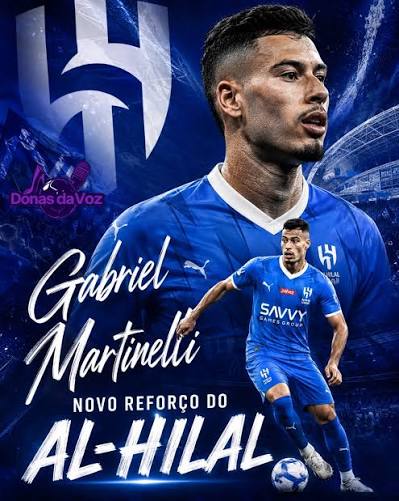 NOVO REFOR&Ccedil;O! 🚨🚨 Gabriel Martinelli acertou sua transfer&ecirc;ncia para o Al Hilal e vai deixar o Arsenal ap&oacute;s sete temporadas. O acordo supera 65 milh&otilde;es de euros, incluindo b&ocirc;nus, segundo Fabrizio Romano. #EsporteNaBand