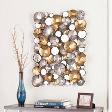 Gold And Silver Circles Mirrored Wall Decor V2 Wall Sculptures Metal Walls Mirror Wall Decor