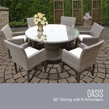 Shop this tropitone torino sling aluminum dining set from our top selling tropitone dining sets. Oasis 60 Round Glass Top Patio Dining Table With 6 Dining Chairs In Sail White Oasis 60 Kit 6dcc White
