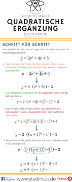 Die quadratische ergänzung ist dafür da, eine gleichung mit einem quadratischen bestandteil umzuformen. Quadratische Erganzung Im Mathe Spickzettel Einfach Erklart Von Studimup Mit Schritt Fur Schritt Anleitung An Ei Nachhilfe Mathe Spickzettel Mathematik Lernen