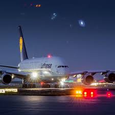 Lufthansa Airbus A 380 For Night Flight Aviation Airplane Airbus Airbus A380