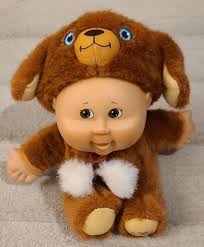 Cabbage Patch Kids Snugglies 25th Anniversary Doll Brown Puppy Dog Plastic  Head