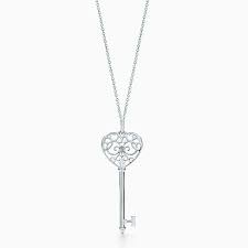 Tiffany Enchant Heart Key Pendant In 18k White Gold With Diamonds