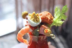 I Ate Bloody Mary Loaded With Deviled Eggs Fried Chicken Shrimp Celery Olives And Bacon Food