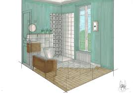 Projection 3d Salle D Eau Carrelage Hexagonal Parquet Atelier Devergne Decoration D Interieur Maison Decoration Interieure Salle D Eau