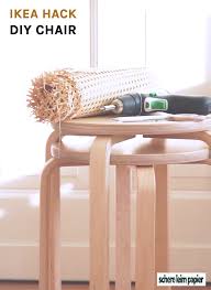 Ikea Hack Mit Frosta Fur Dieses Diy Mobel Projekt Habe Ich Zwei Ikea Hocker Mit Etwas Geflecht In Einen Diy Stuh In 2020 Ikea Hack Chair Diy Chair Diy Furniture Couch