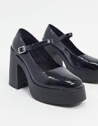 Find great deals on womens black mary janes shoes at kohl's today! Asos Design Polar Chunky High Heeled Mary Jane In Black Patent Asos