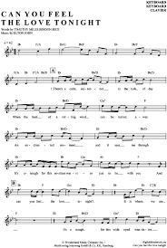Can you feel the love tonight noten. Can You Feel The Love Tonight Keyboard Elton John Pdf Noten Saxophon Noten Klarinette Noten Keyboard Noten