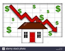 Real Estate Home Values Going Down Chart Stock Photo