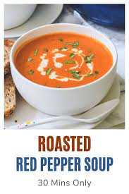 Roasted Red Pepper Soup Recipe Recipe Stuffed Peppers Veg Soup Recipes Veg Dinner Recipes