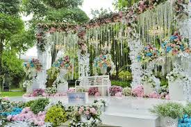 Royal Garden Pool Wedding Decoration By Gurat Ungu Garden Baby Showers Pool Wedding Wedding Decorations On A Budget