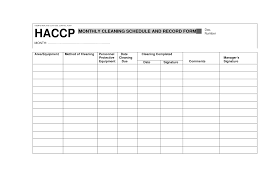 Haccp Cleaning Schedule And Record Form Cleaning Schedule Cleaning Schedule Templates Monthly Cleaning Schedule