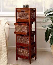 Be the first to review it. Pecan Wood Storage Unit Tower With Drawer Baskets Office Bedroom Bath Organizer Ebay