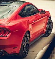 The 2018 Mustang Ecoboost Premium In Race Red With Black Accent Package Mustang Ecoboost Sports Car Photos Ford Mustang