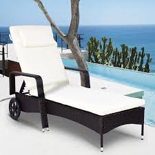 Costway Outdoor Chaise Lounge Chair Recliner Cushioned Patio Furniture Adjustable Wheels Walmart Com Pool Chaise Lounge Outdoor Chaise Lounge Chair Comfortable Outdoor Chairs