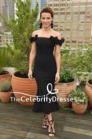 The actress and model was presented with the cake by her daughter lily. Kate Beckinsale Black Mermaid Off The Shoulder Cocktail Dress Thecelebritydresses