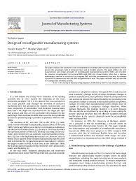 An edition of computer control of manufacturing systems (1983). Pdf Design Of Reconfigurable Manufacturing Systems Yoram Koren And Moshe Shpitalni Academia Edu