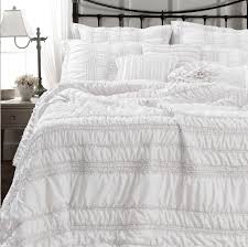 White lace ruffled bedding sets pink korean princess girls duvet cover set queen. White Ruched Tiana Ruffled Quilt Set