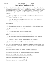 Food Worksheets Food Labels Worksheet Doc Nutrition Labels Nutrition Facts Label Food Labels