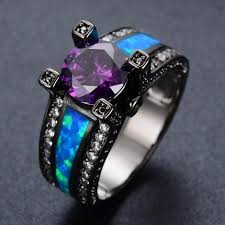 Black And Purple Rings For Couples June Black Gold Filled Ring In 2020 Purple Rings Gold Filled Ring Black Rings