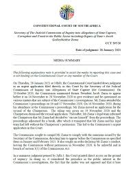 Zuma's revenge credits part 6. Constitutional Court On Twitter Judgment On Thursday At 10h00 Former President Jacob Zuma Is Legally Obliged To Appear And Give Evidence Before The State Capture Commission Secretary Of The Judicial Commission Of