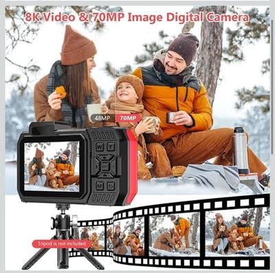 8K Underwater Camera Blue 70MP WiFi Waterproof Dual Screen Digital Camera