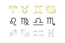 Zodiac Icons Clip Art Set Png Svg Vector Black White Silver Gold Astrology Signs Symbols Horoscope Graphics Clipart Commercial Use Clip Art Icon Set Art Set