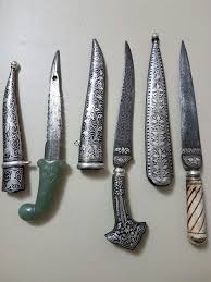 Kama Yesim Tasli Gumus Metal Sapli Kemik Sapli Muhtesem Kamalar Gumus Metal Kemik